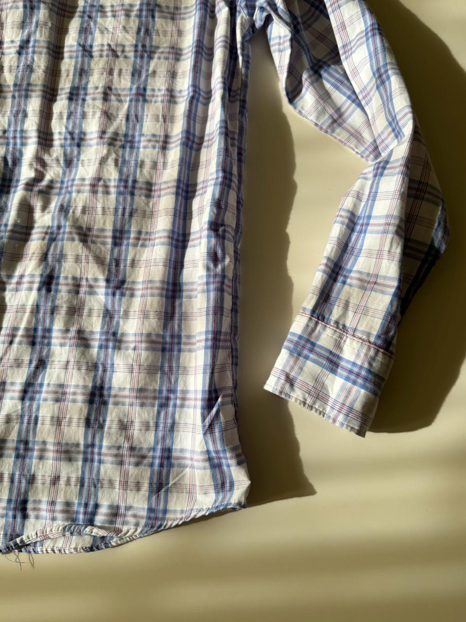 Camisa vaquera de cuadros, Talla 34, M, Hombre