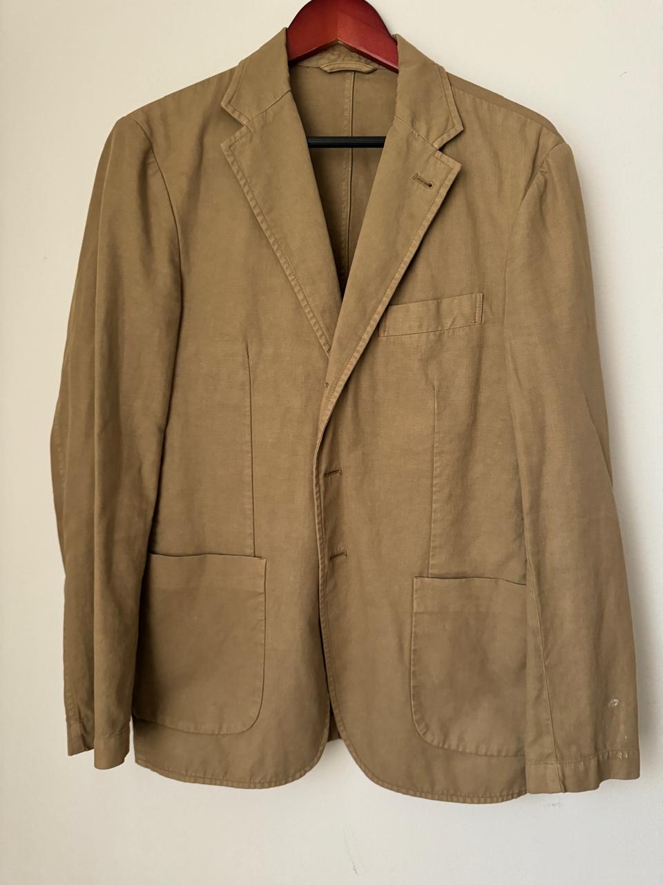 Blazer beige de algodon y lino, Talla M, Hombre