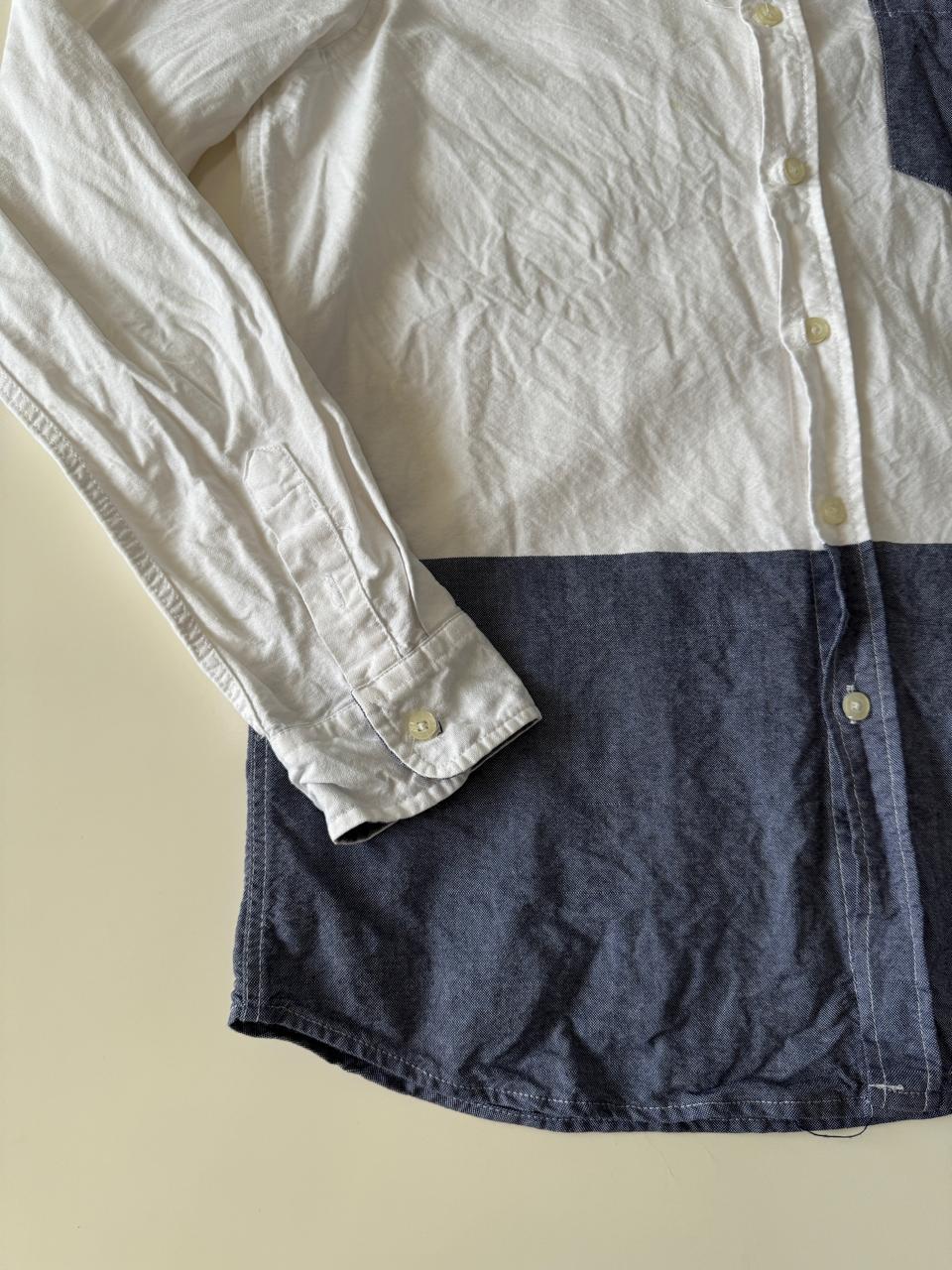 Camisa bicolor, manga larga, Talla M, Slim Fit, Hombre