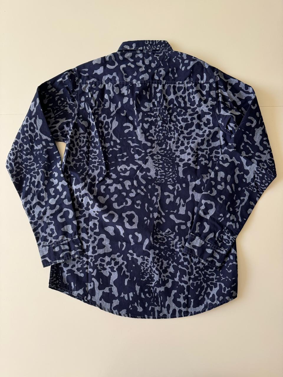 Camisa estampada azul, Talla M, Hombre
