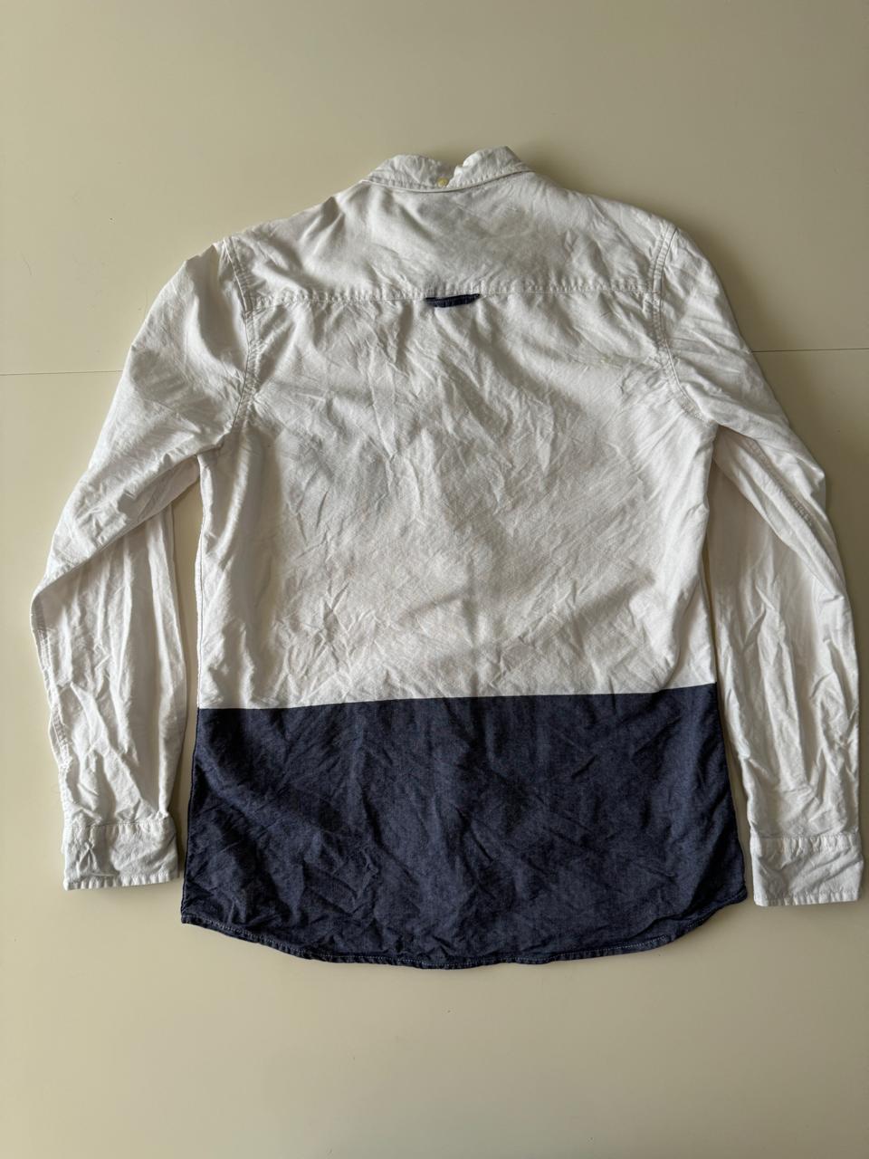 Camisa bicolor, manga larga, Talla M, Slim Fit, Hombre
