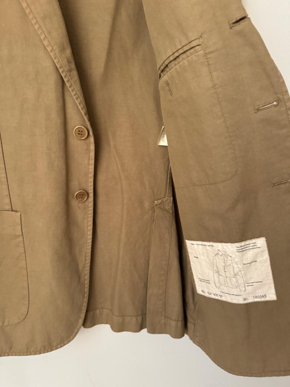 Blazer beige de algodon y lino, Talla M, Hombre