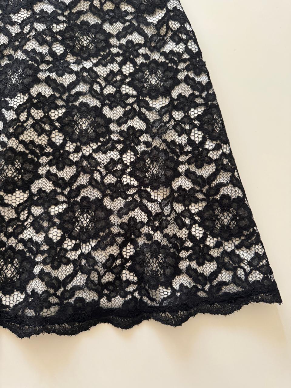 Vestido strapless de encaje negro, Talla 0, XS, Mujer