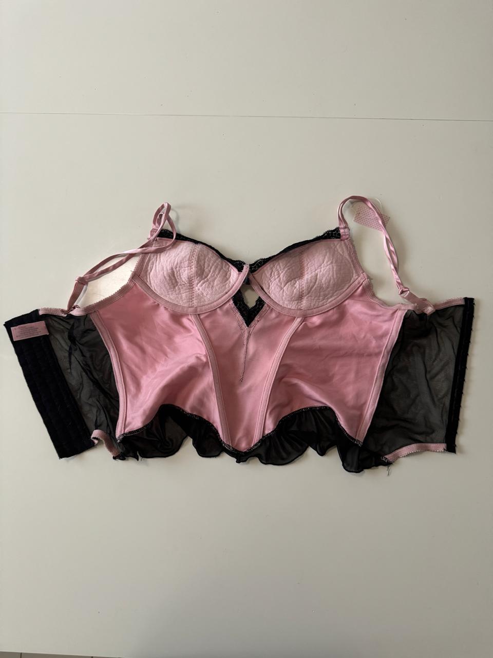 Bustier rosa con negro, Talla M, Mujer