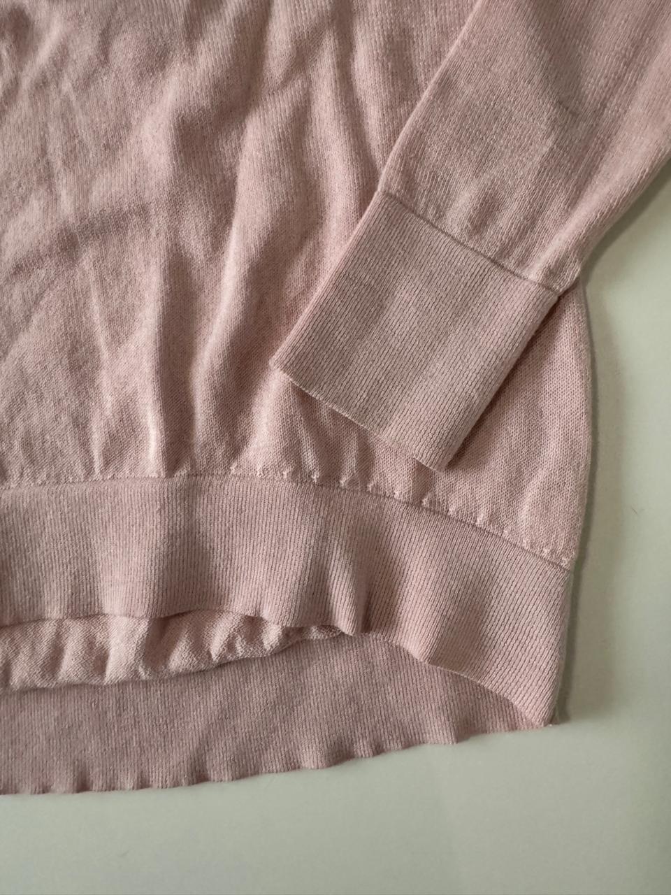 Sweter rosa con aplicacion de flor, L (12-14) Teen, XS Mujer