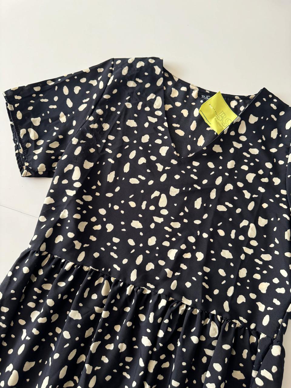 Vestido negro de lunares, Talla M, Mujer