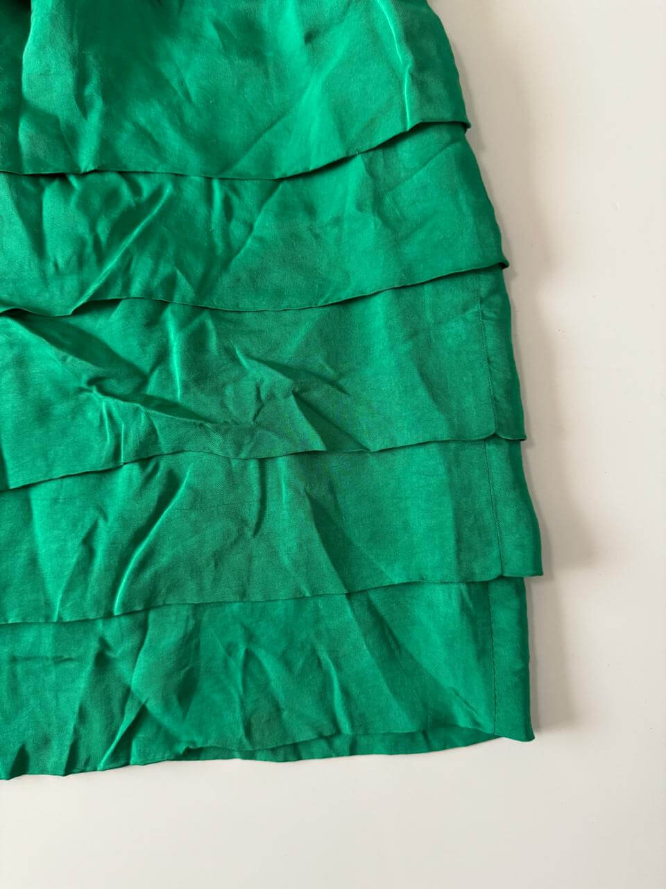 Vestido de holanes verde esmeralda, Talla M, 28mx, Mujer