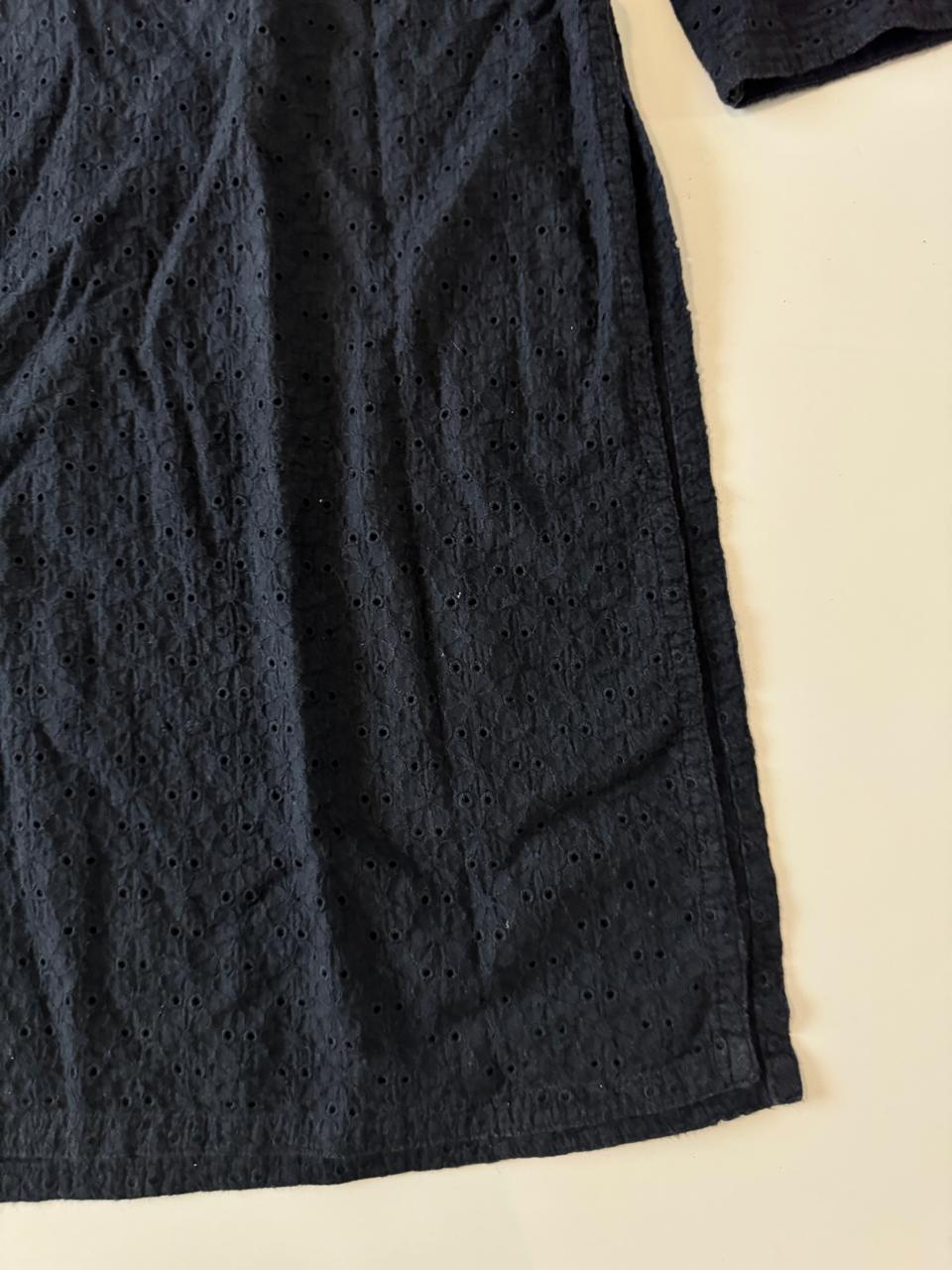Blusón negro, manga 3/4, Talla S, Mujer