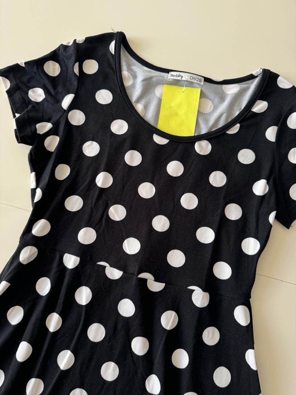 Vestido de lunares blancos, Talla S, 28, Mujer