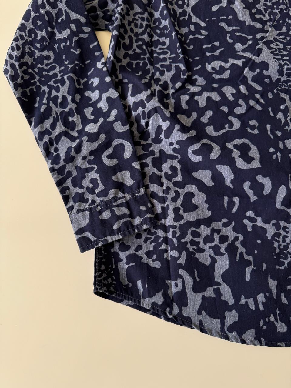 Camisa estampada azul, Talla M, Hombre