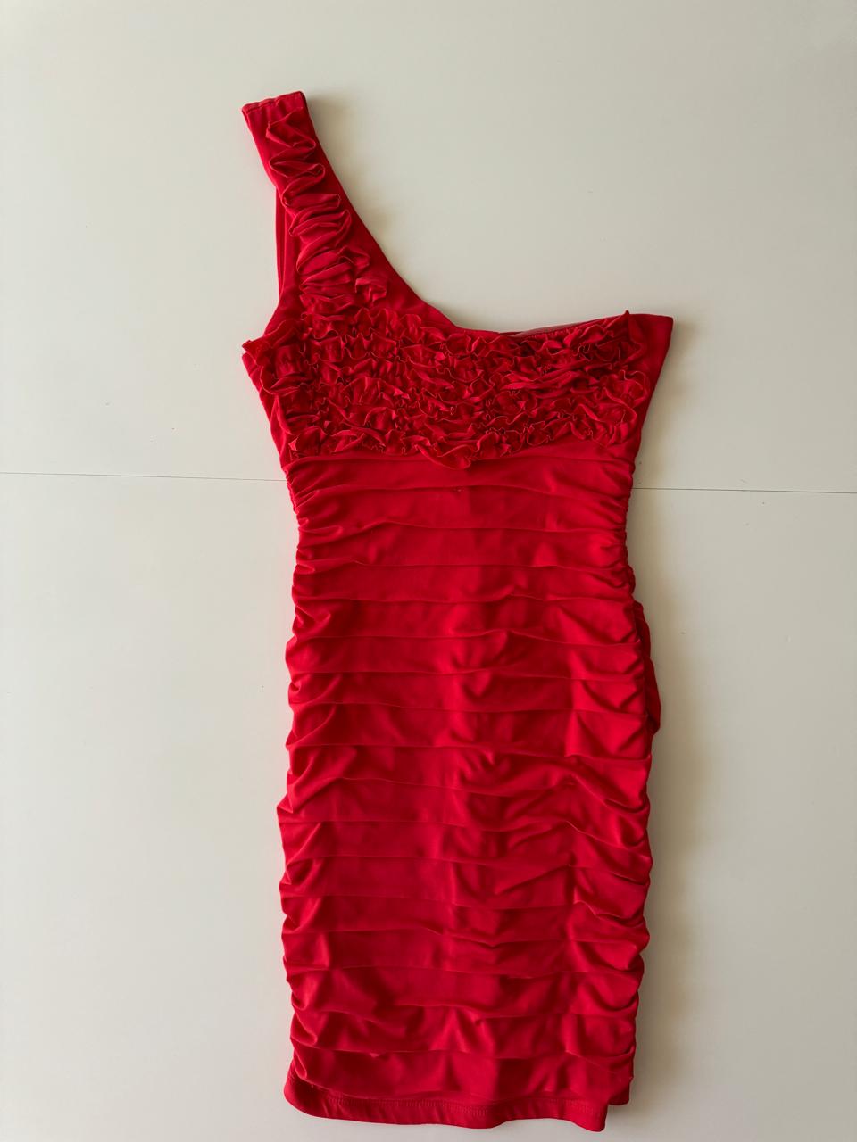 Vestido ajustado rojo, Talla 1, S, Mujer