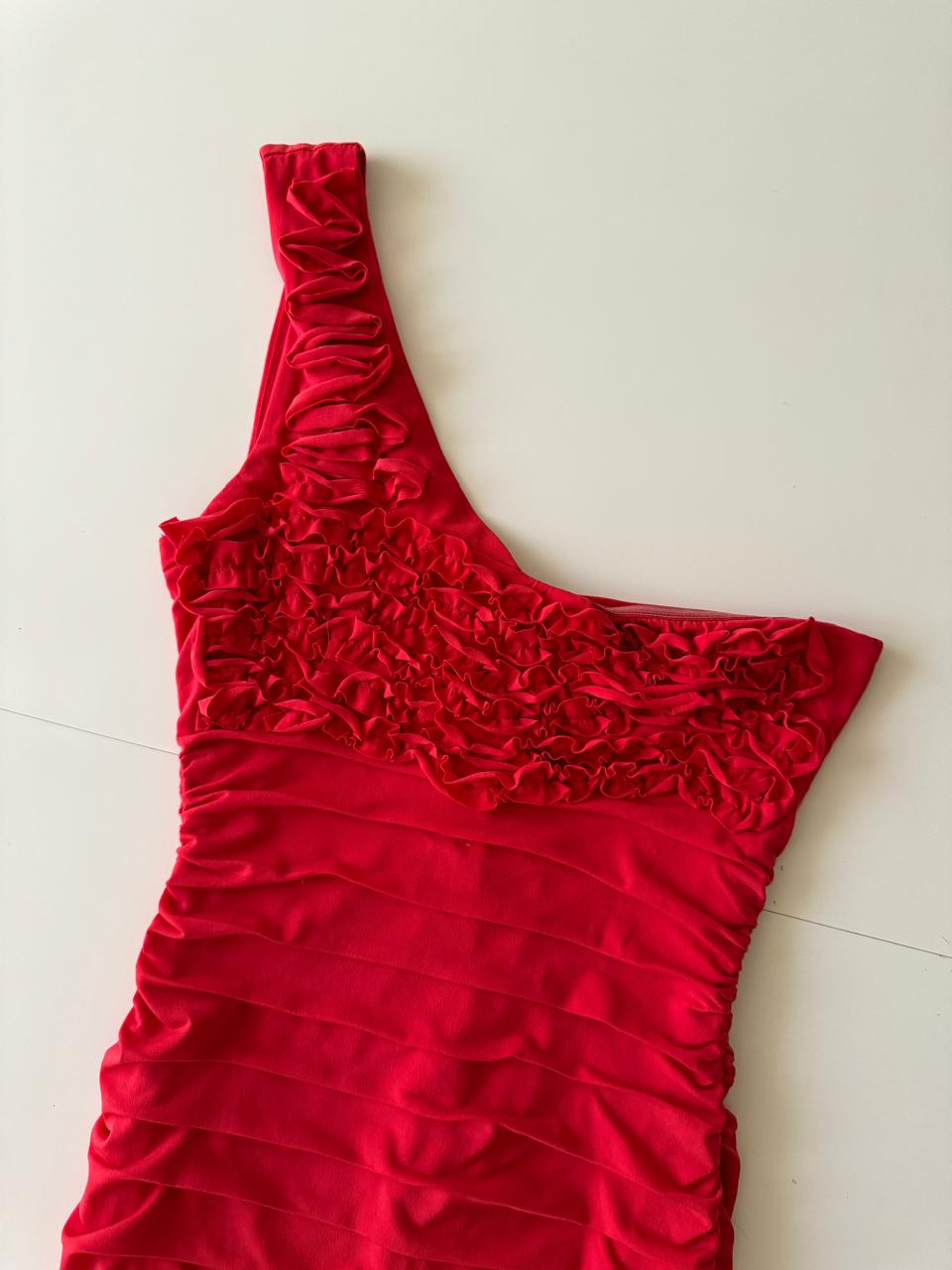 Vestido ajustado rojo, Talla 1, S, Mujer