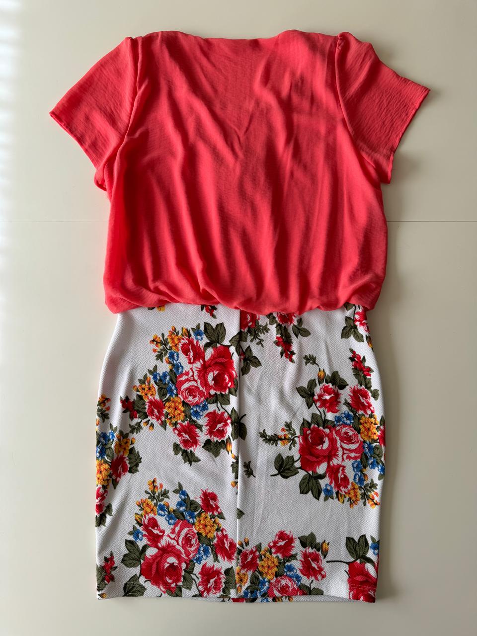 Vestido con falda estampada y collar incluido, Talla L, Mujer