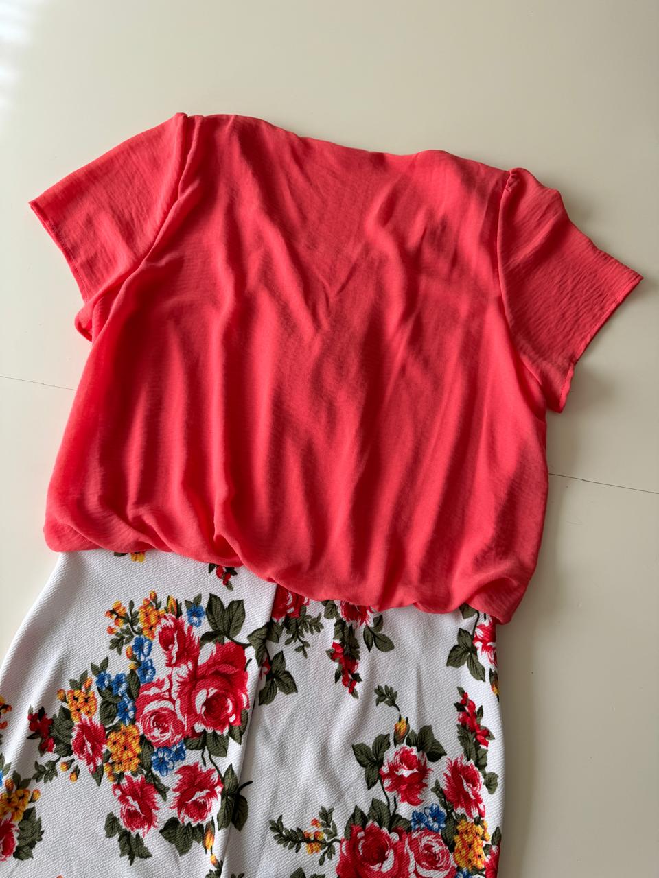 Vestido con falda estampada y collar incluido, Talla L, Mujer