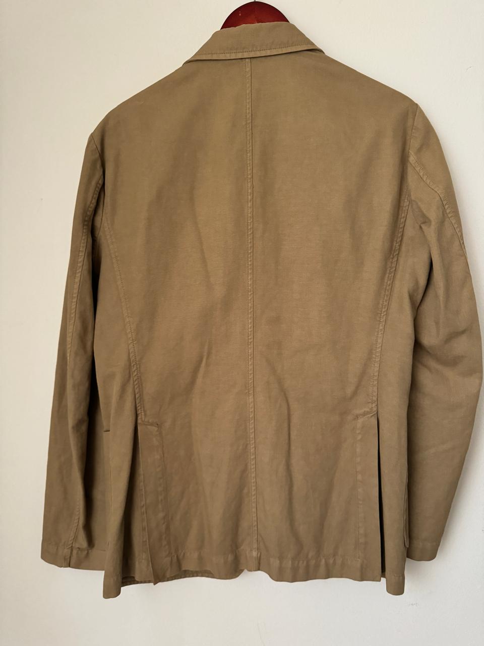 Blazer beige de algodon y lino, Talla M, Hombre