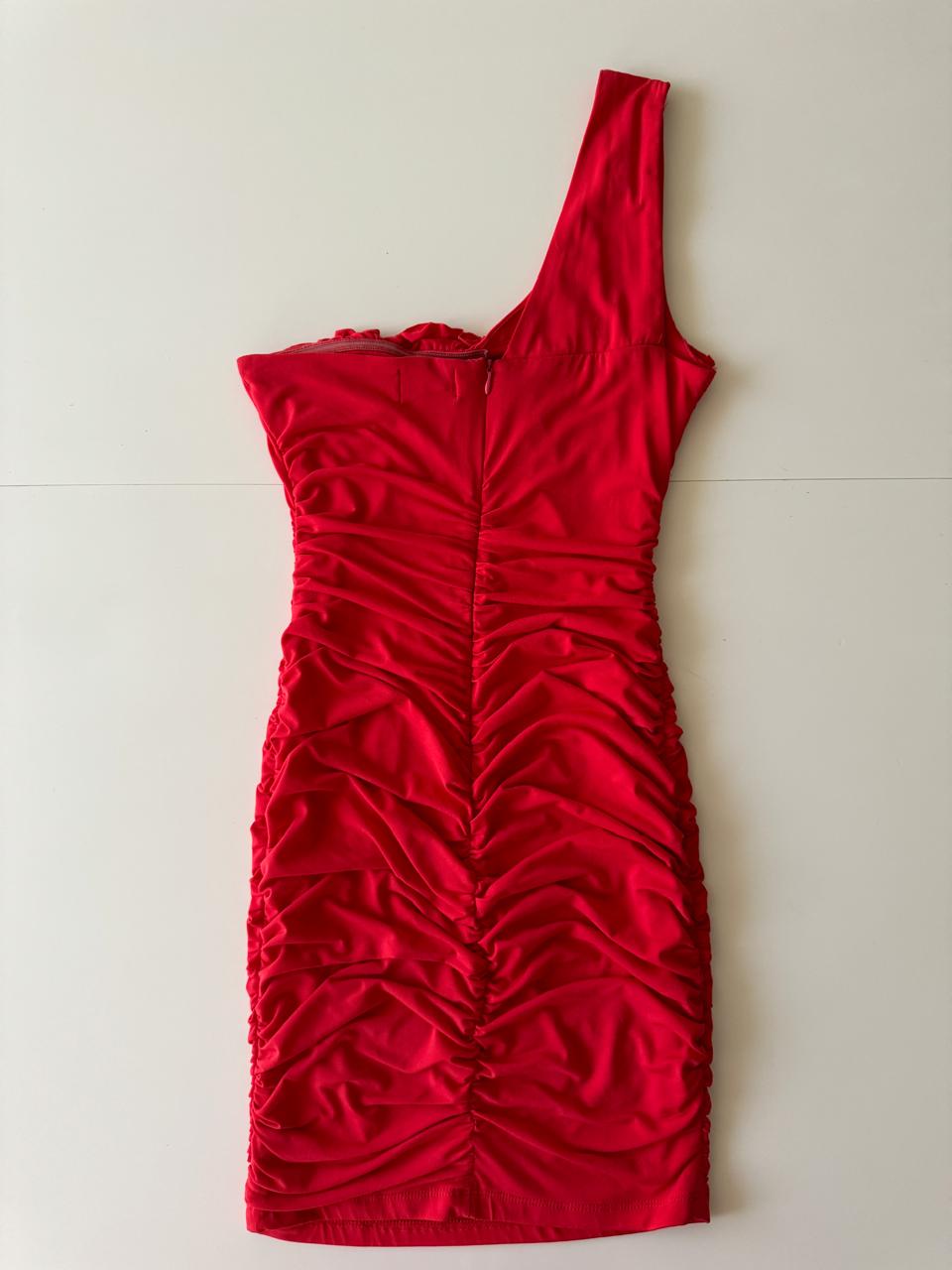 Vestido ajustado rojo, Talla 1, S, Mujer