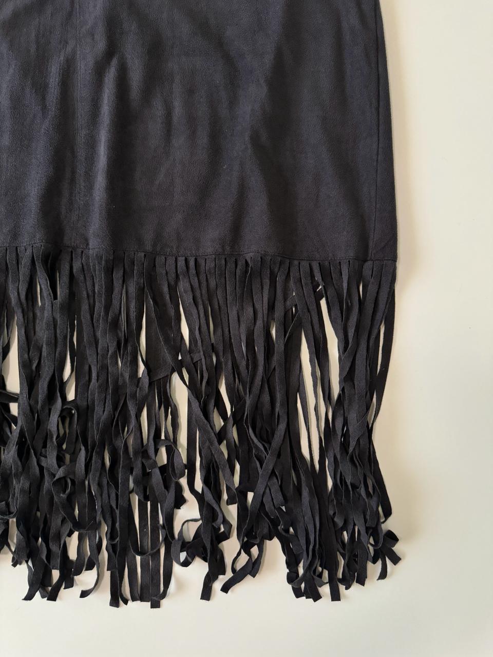 Falda de pana con flequillos, Talla M, Mujer
