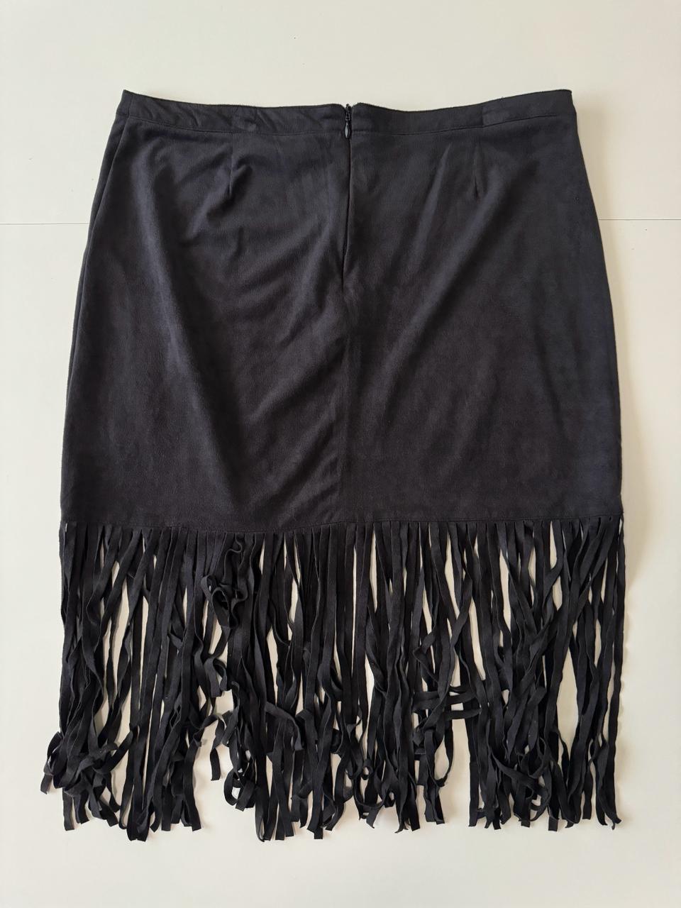 Falda de pana con flequillos, Talla M, Mujer