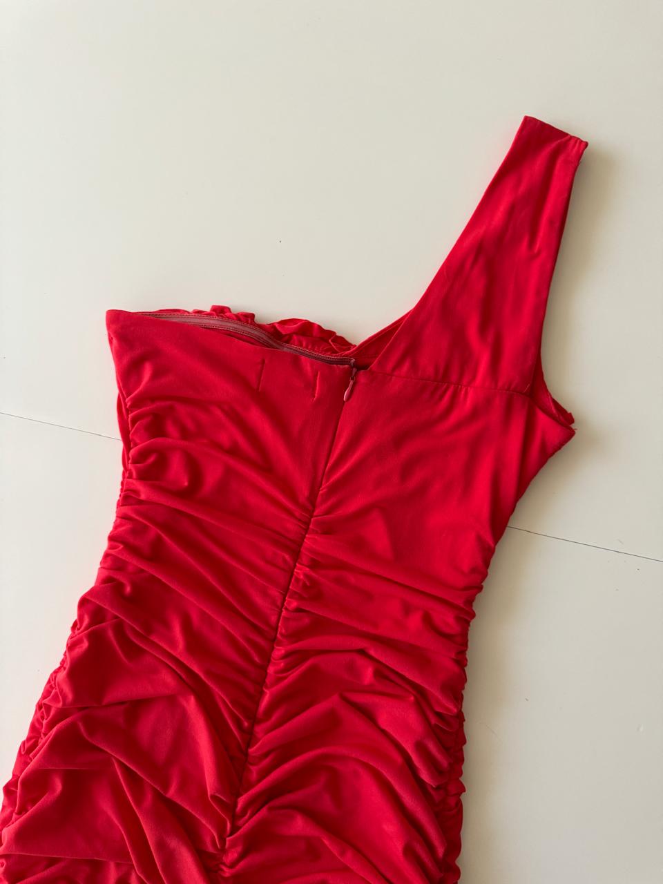 Vestido ajustado rojo, Talla 1, S, Mujer
