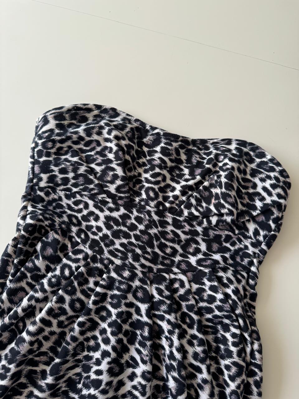 Vestido strapless, animal print, Talla 9, M, Mujer