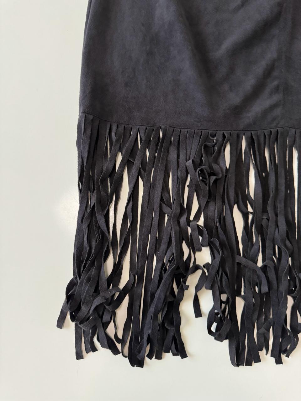 Falda de pana con flequillos, Talla M, Mujer