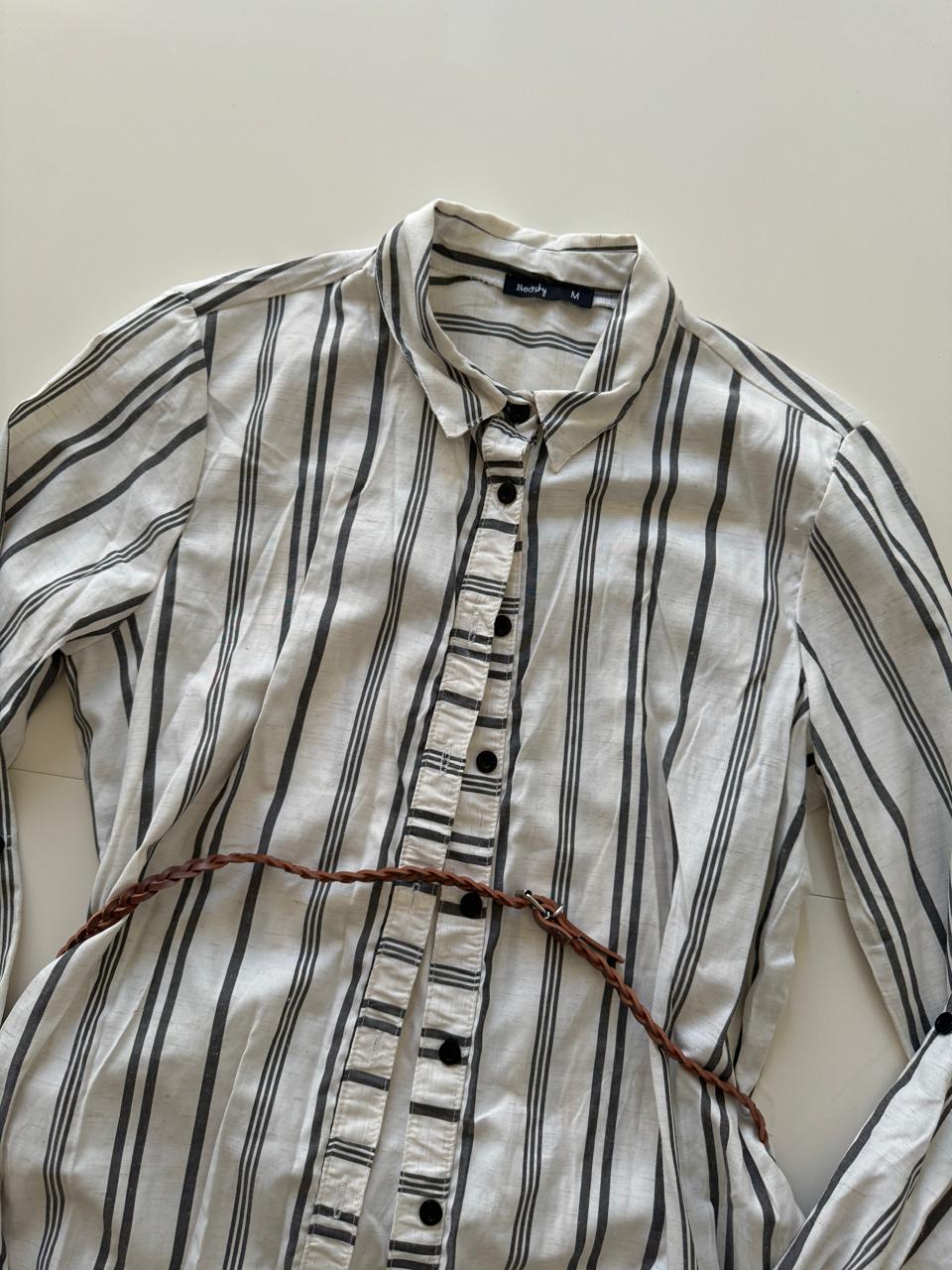 Vestido camisero de rayas, Talla M, Mujer