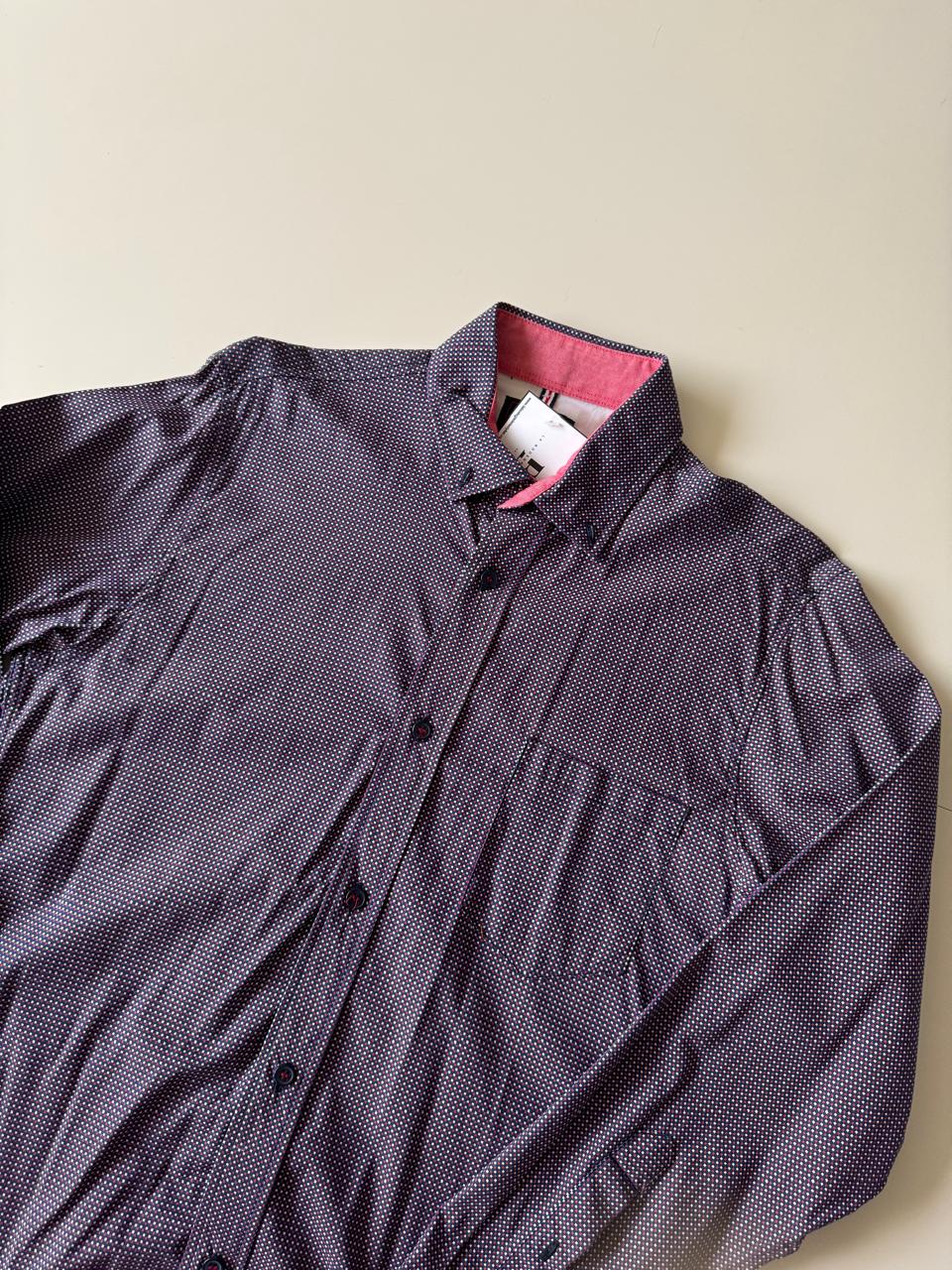 Camisa estampada azul, Talla S, Hombre