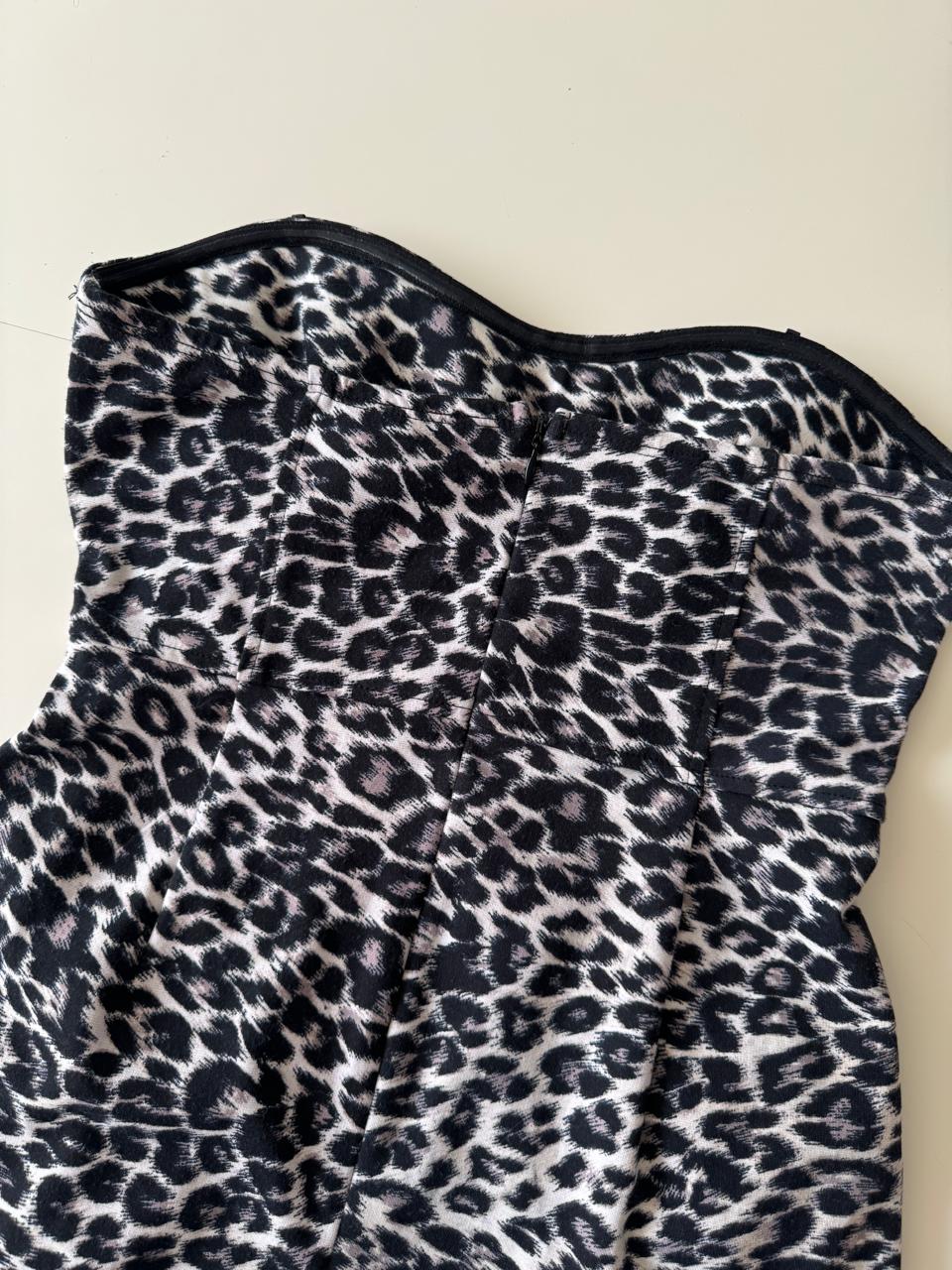 Vestido strapless, animal print, Talla 9, M, Mujer