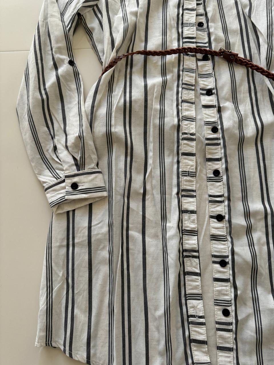 Vestido camisero de rayas, Talla M, Mujer