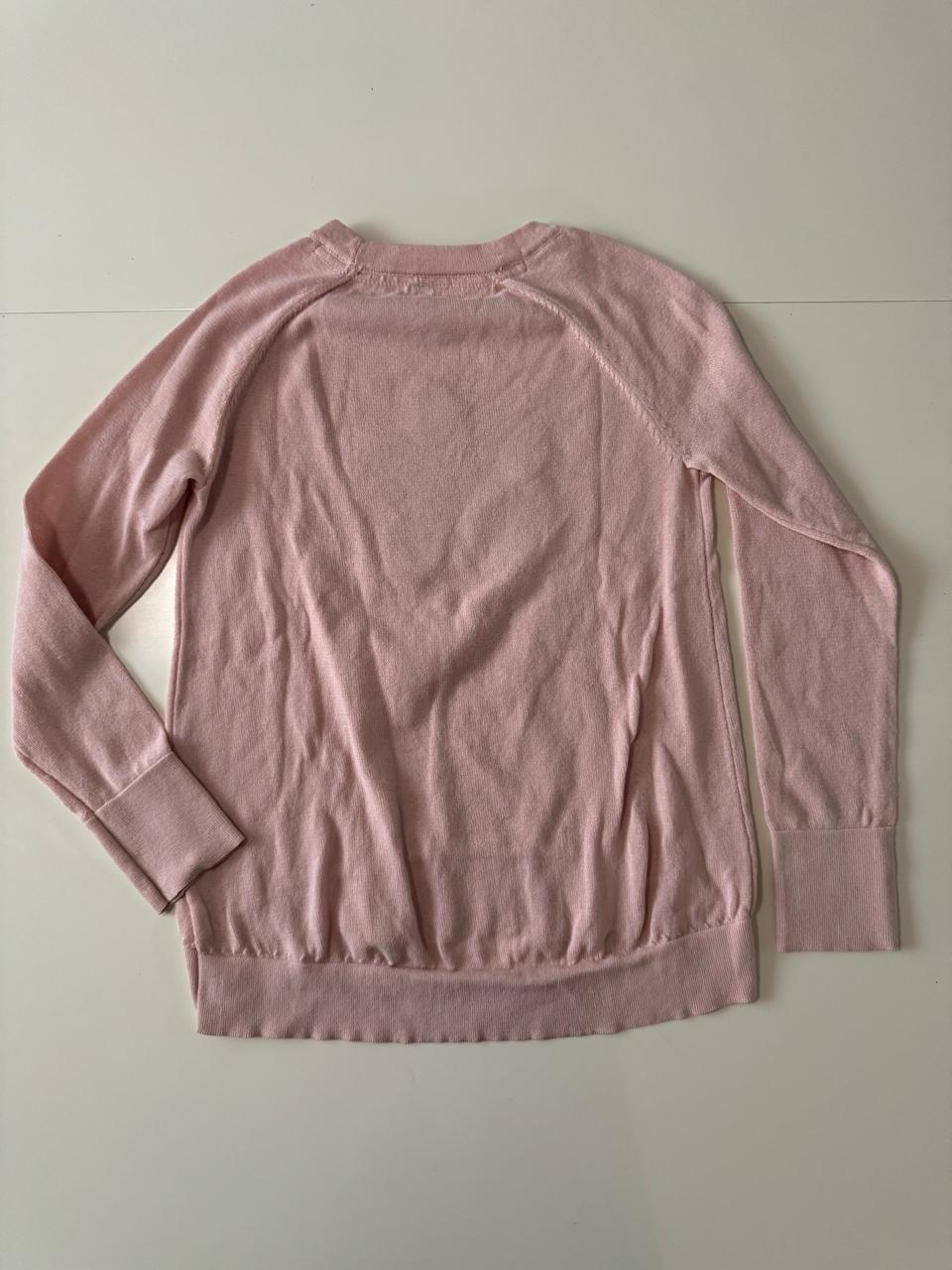 Sweter rosa con aplicacion de flor, L (12-14) Teen, XS Mujer
