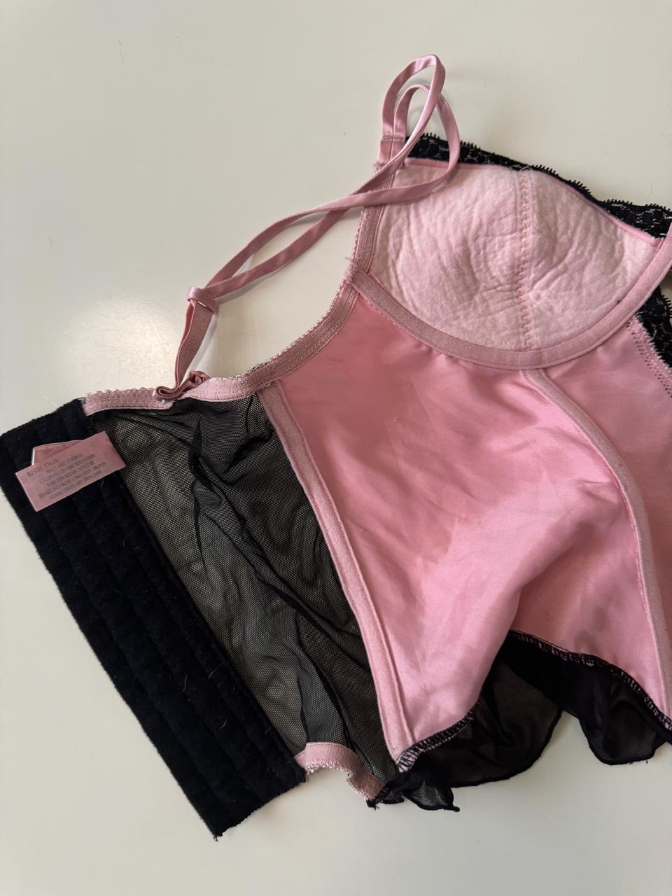 Bustier rosa con negro, Talla M, Mujer