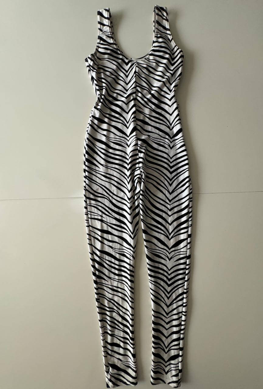 Unitardo estampado de zebra, Talla S/M, Mujer