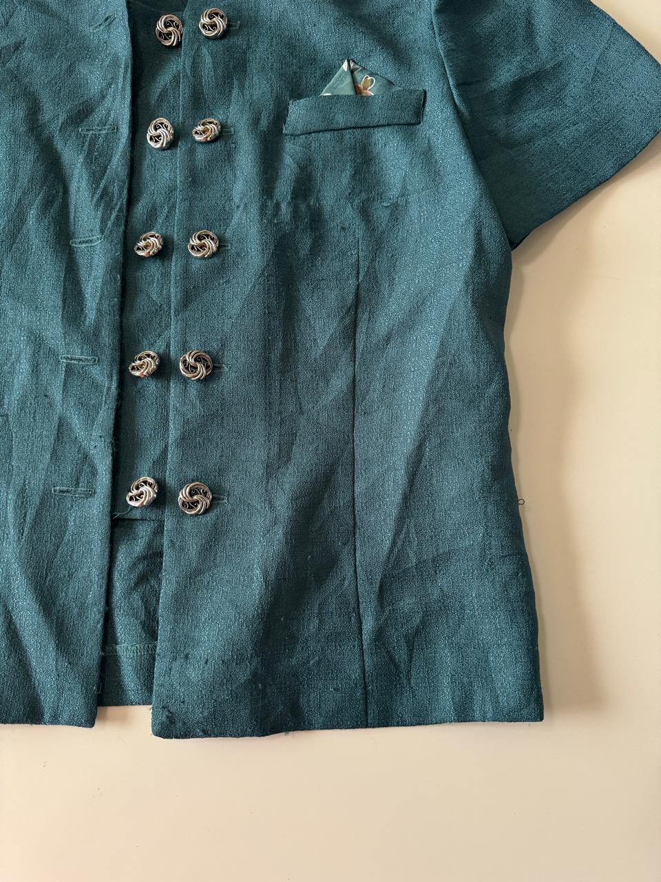 Saco vintage, verde, Talla 14P, L, Mujer