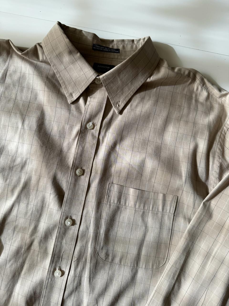 Camisa de cuadros beige, Talla 2XL, Hombre