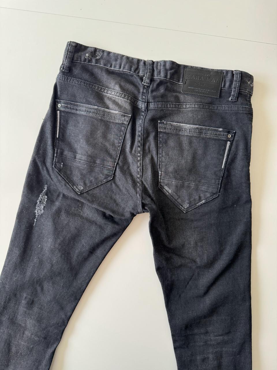 Skinny negros distress, Talla 30, Hombre