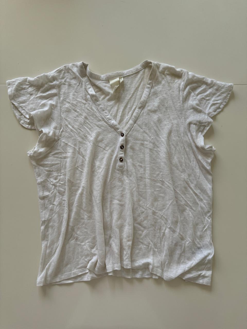 Playera blanca de lino, Talla L, Mujer