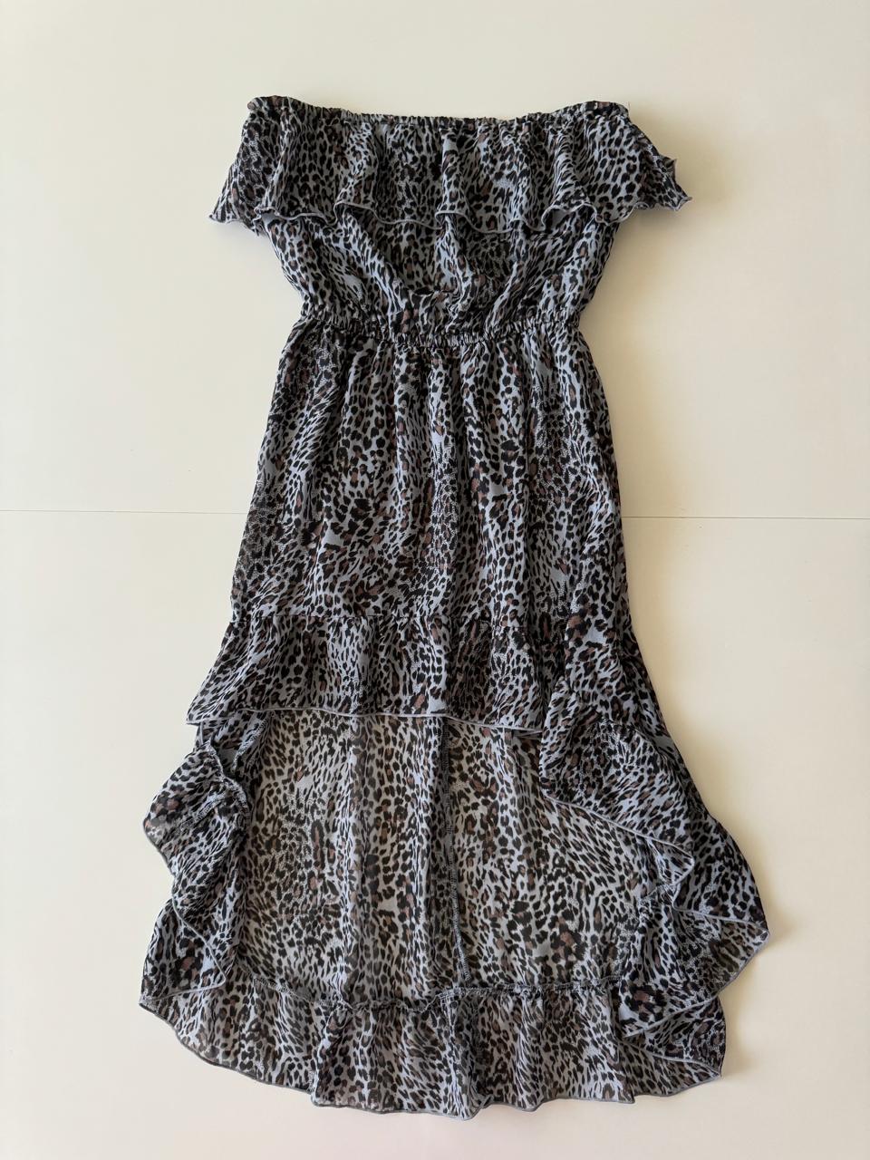 Vestido animal print asimetrico, Talla S, Mujer