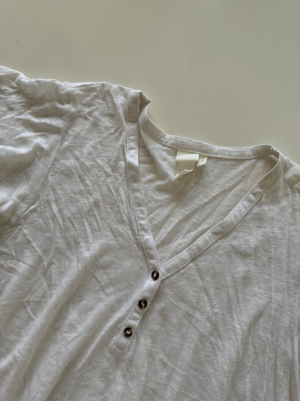 Playera blanca de lino, Talla L, Mujer