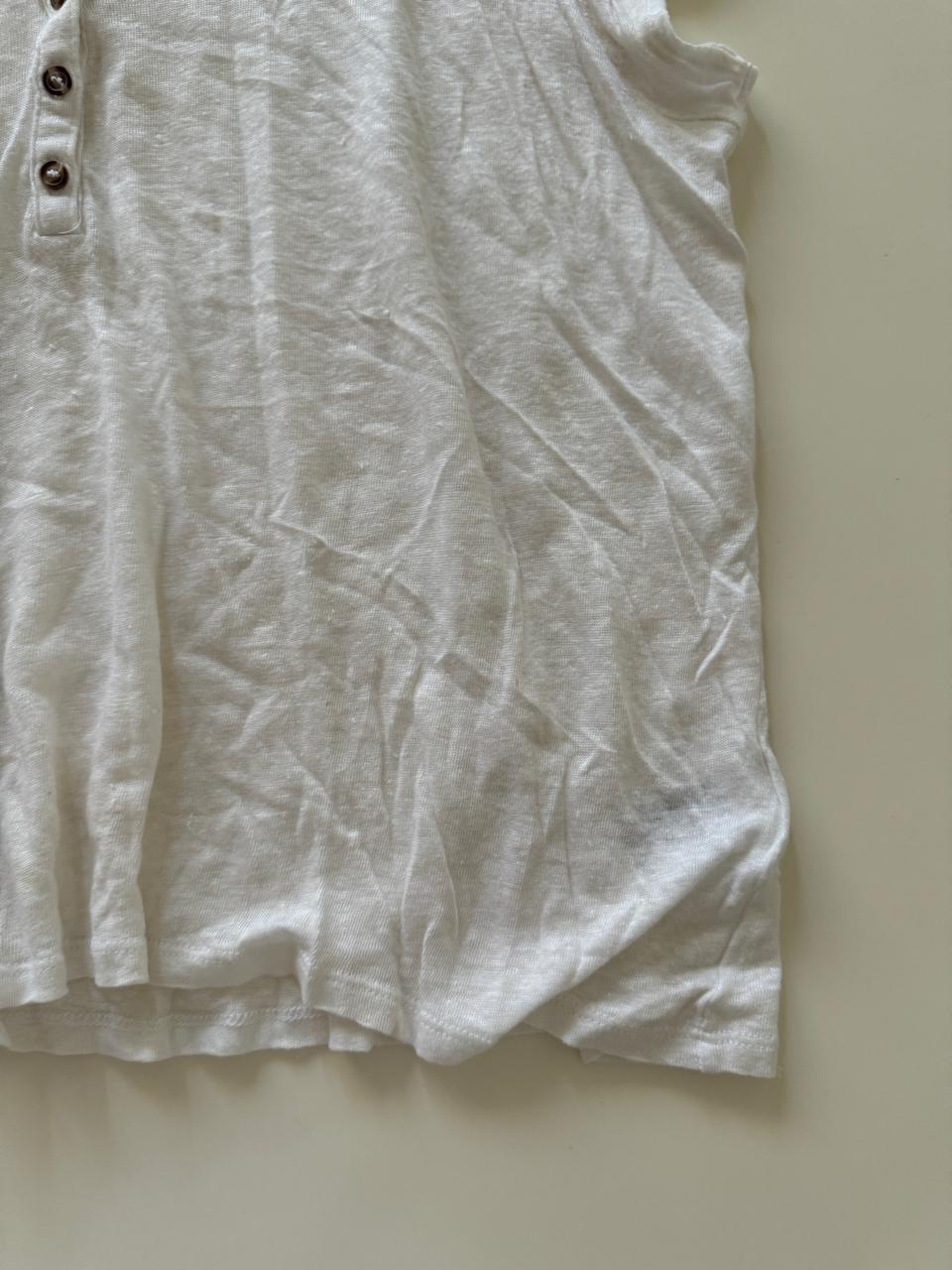 Playera blanca de lino, Talla L, Mujer