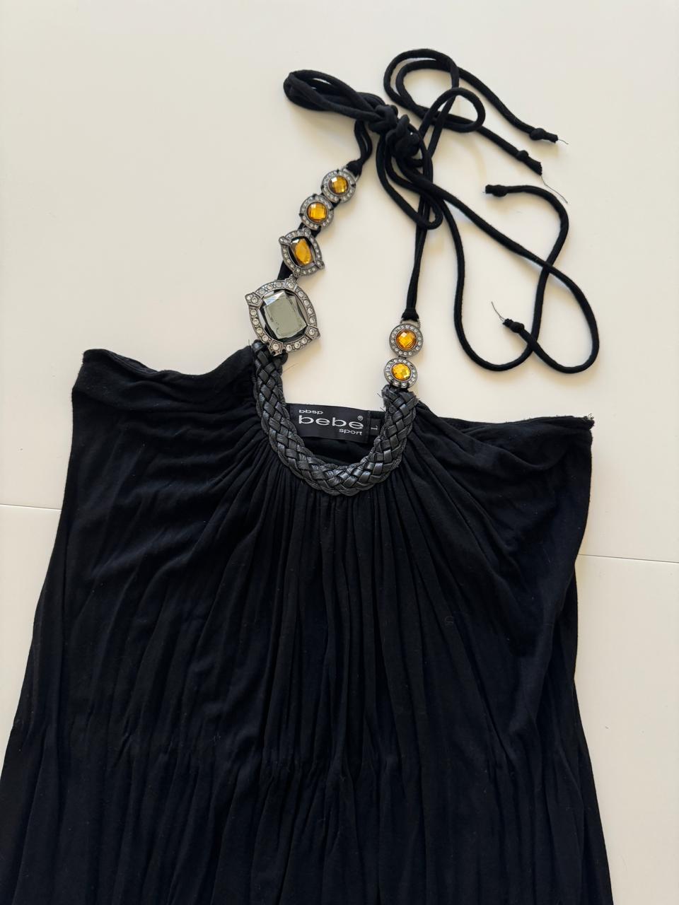 Vestido negro halter, Talla L, Mujer