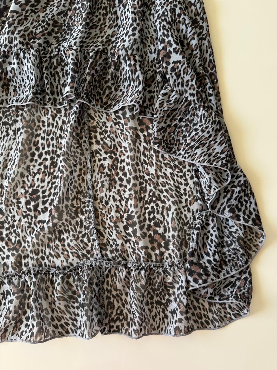 Vestido animal print asimetrico, Talla S, Mujer