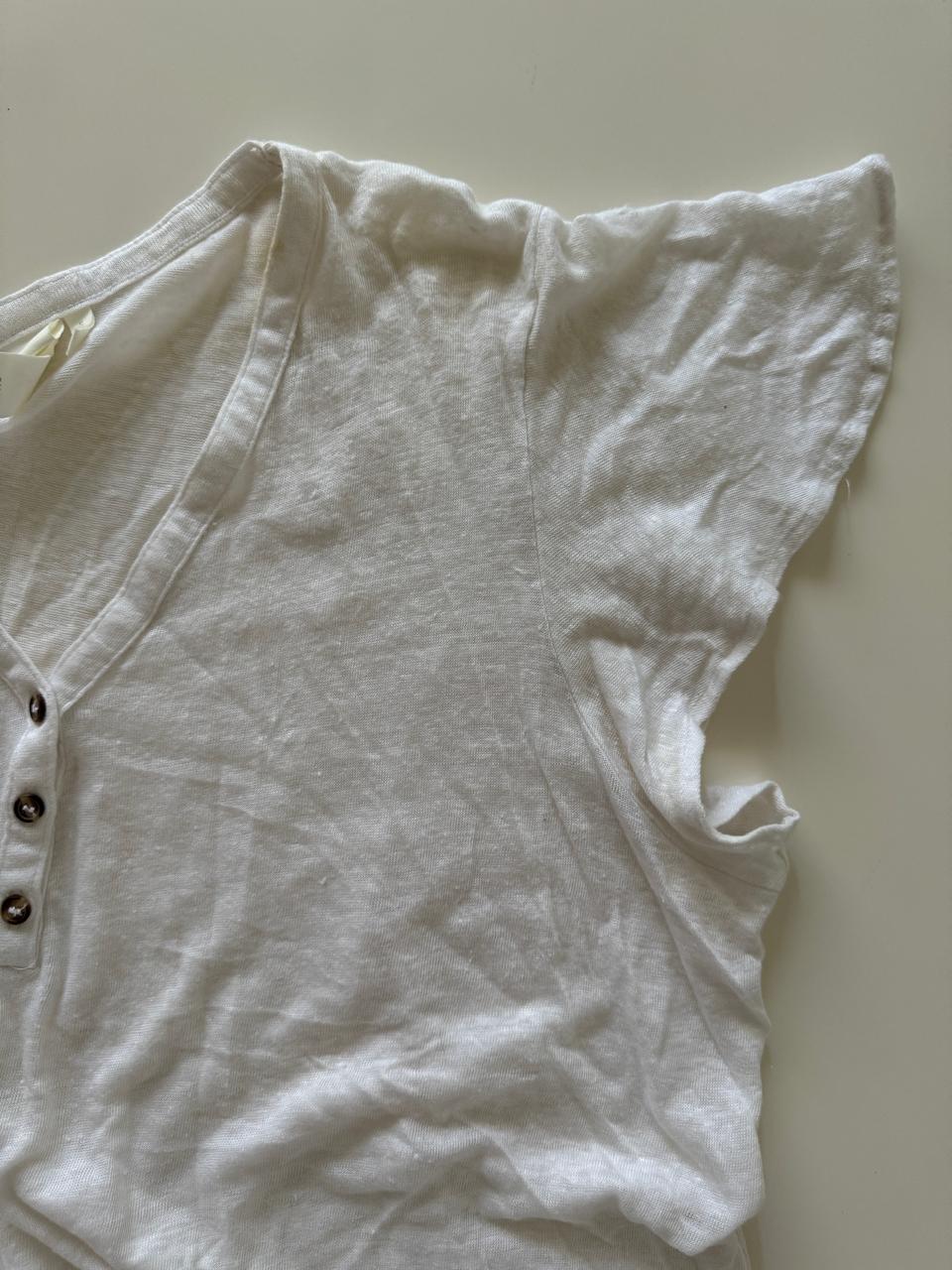 Playera blanca de lino, Talla L, Mujer