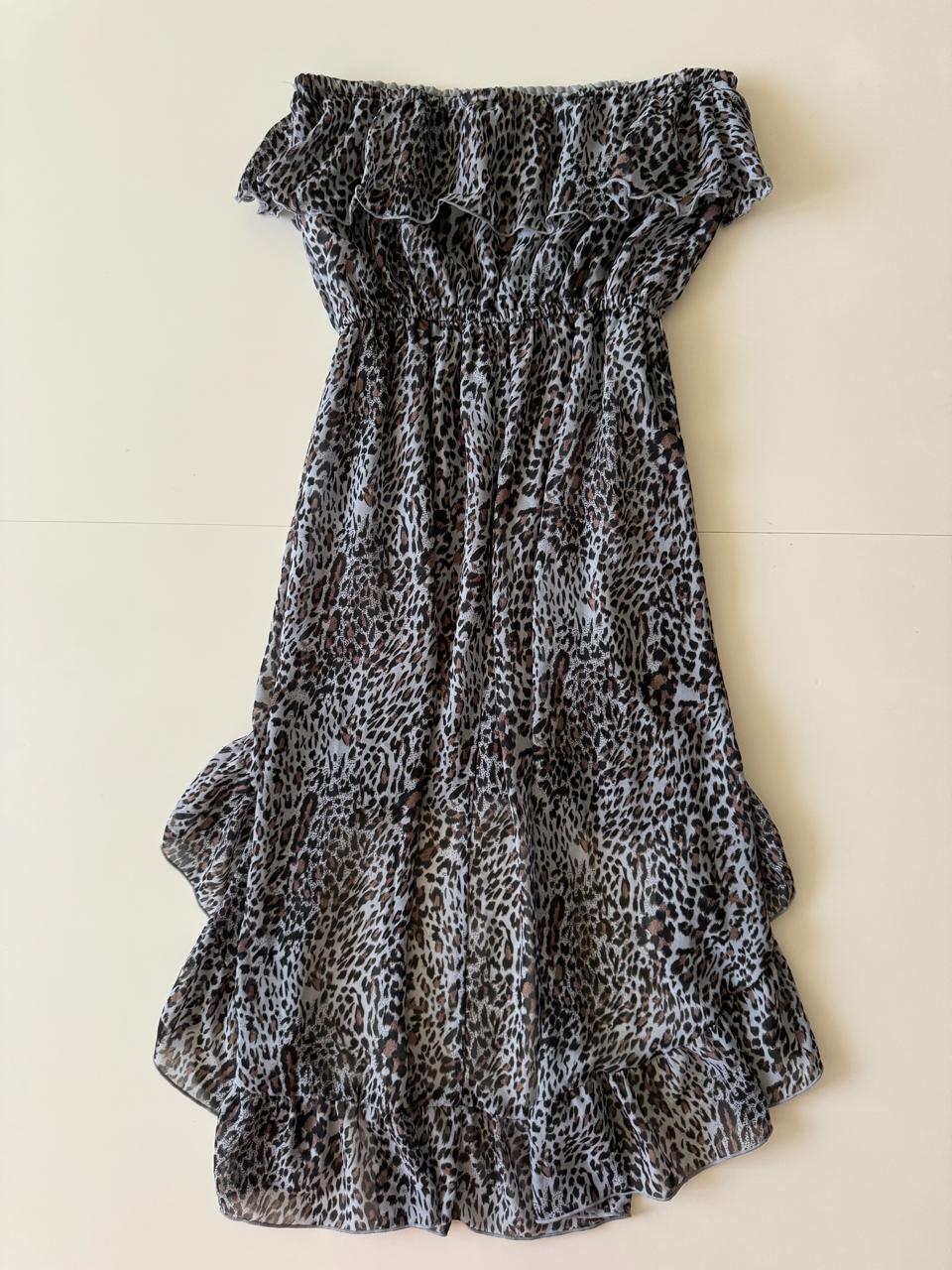 Vestido animal print asimetrico, Talla S, Mujer