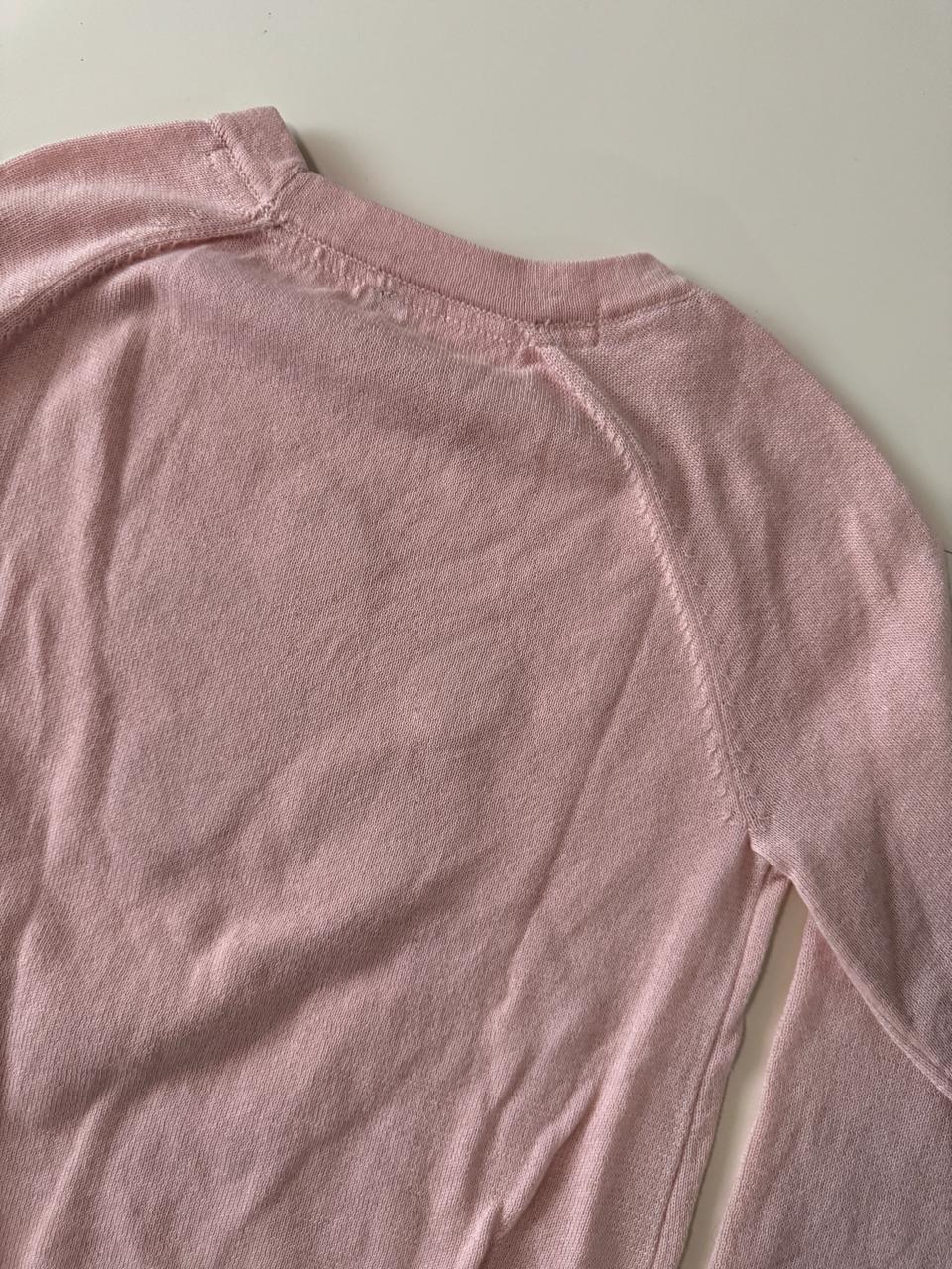 Sweter rosa con aplicacion de flor, L (12-14) Teen, XS Mujer