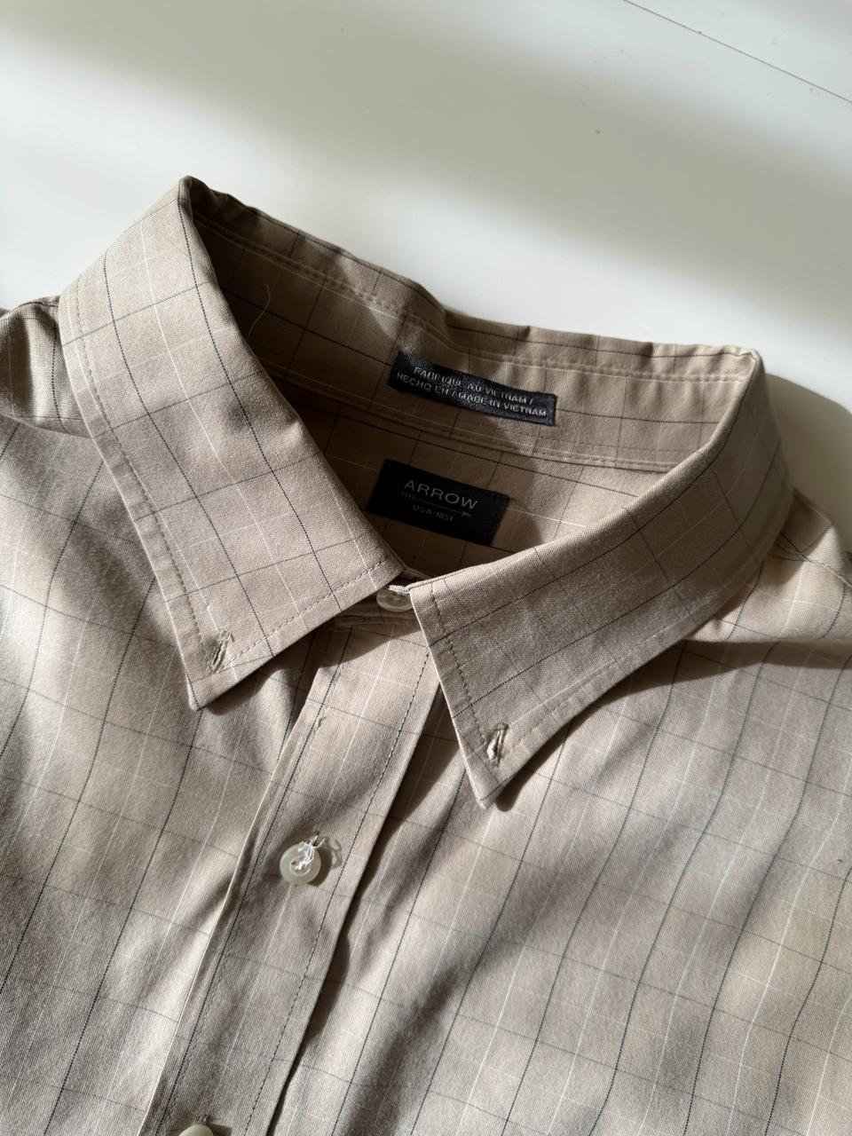 Camisa de cuadros beige, Talla 2XL, Hombre