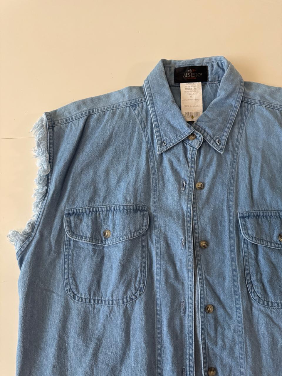 Camisa de mezclilla recortada, Talla M, Mujer, Misesny