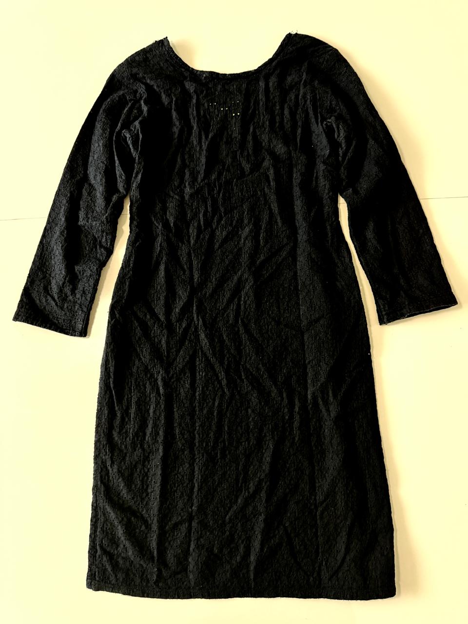Blusón negro, manga 3/4, Talla S, Mujer