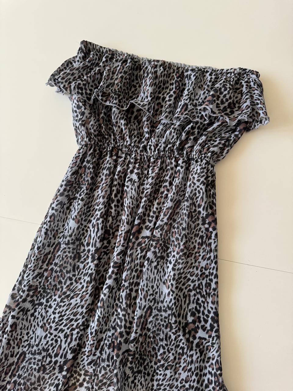 Vestido animal print asimetrico, Talla S, Mujer