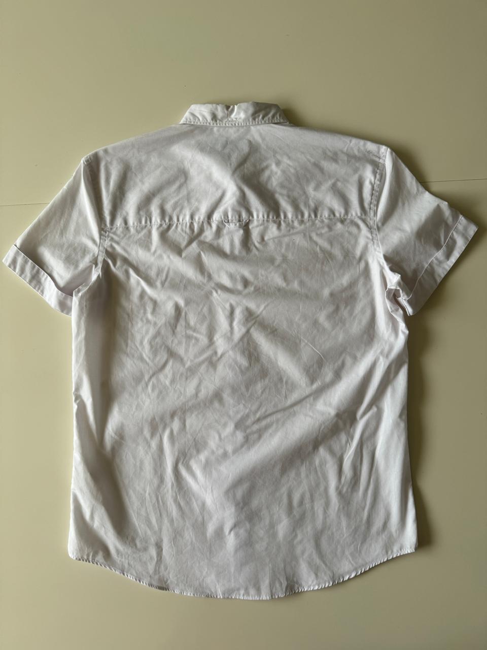 Camisa blanca manga corta, Talla S, Hombre