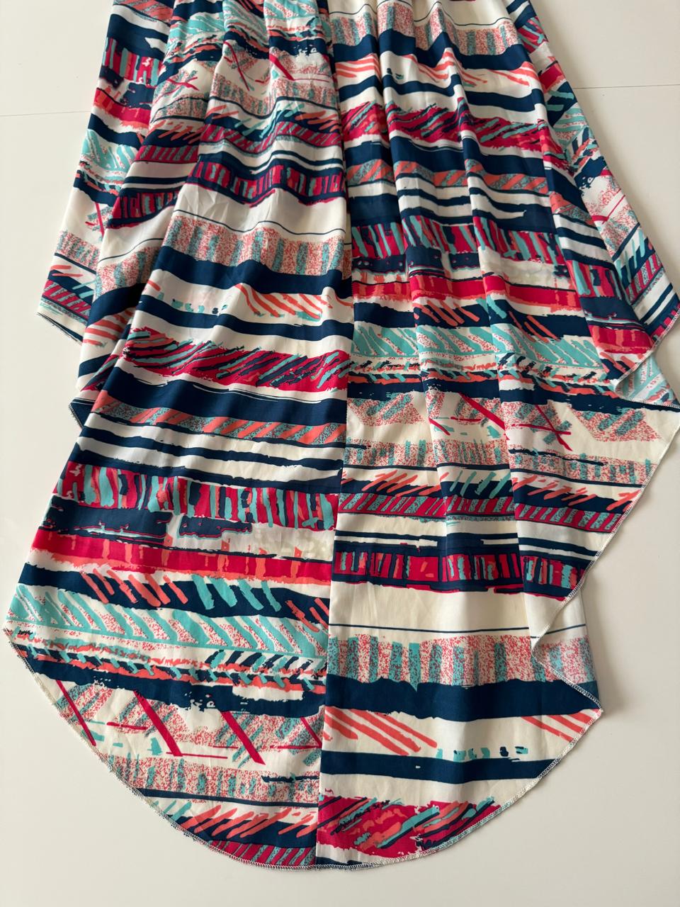 Vestido strapless con falda estampada, Talla S, Mujer